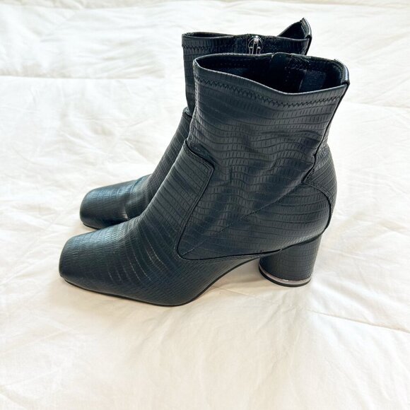 Franco Sarto Pisa Black Square Toe Block Heel Booties Size 8 - Picture 3 of 9